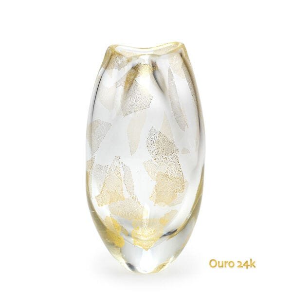 Vasinho Roca 2 Transparente Áureo Murano Cristais Cadoro - 1