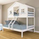 Ver imagem 1 de Beliche Casal/ Solteiro Casinha Dos Sonhos Madeira Maciça Branco Housin