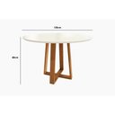 Ver imagem 2 de Mesa Multiuso Cozinha Elma Madeira Maciça C/ Tampo Madeirado C/ Vidro 120x120cm Carvalho/off White