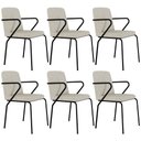 Ver imagem 1 de Kit 06 Cadeiras Estofada para Sala de Jantar com Braço Loft Preto C01 Bouclê Vanilla - Lyam Decor