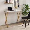 Ver imagem 2 de Mesa para Computador X 80x46 com Estrutura em Ferro para Escritório - Ferro Dourado Tampo Branco