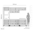 Ver imagem 5 de Cozinha Amara 270cm Armários Aéreos Porta Vidro Torre Quente Balcões 4 Gavetas Branco 250785