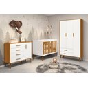 Ver imagem 6 de Comoda Sapateira Infantil Isis 4 Gavetas e 1 Porta Branco Fosco/ Savana Pés Retrô Quarto Bebê Reller