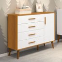 Ver imagem 3 de Comoda Sapateira Infantil Isis 4 Gavetas e 1 Porta Branco Fosco/ Savana Pés Retrô Quarto Bebê Reller