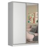 Guarda Roupa Solteiro 1,65m com Espelho 2 Portas 100% Mdf Branco com Espelho - 5