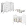 Berço Americano e Cômoda 1 Porta Realeza Branco Acetinado com Colchão Gazin – Canaã - 1