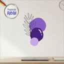 Ver imagem 1 de Adesivo Floral Boho Roxo Estilo Nórdico 50x35 Minimalista Mod.02