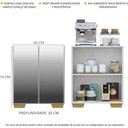 Ver imagem 6 de Aparador Buffet 4 Portas Com Espelho E Pés Quadrados Vegas V3560 Branco/Natural Branco/Natural