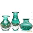 Ver imagem 1 de Trio de Vasos Mini Tela Verde com Ouro Murano Cristais Cadoro