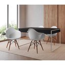 Ver imagem 1 de Mesa Jantar Industrial Filadélfia Preta 137x90cm Base Ferro Branco com 4 Poltronas Brancas Eames Eif