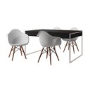 Ver imagem 2 de Mesa Jantar Industrial Filadélfia Preta 137x90cm Base Ferro Branco com 4 Poltronas Brancas Eames Eif