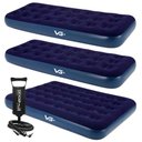 Ver imagem 1 de Kit 2 Colchões Infláveis Solteiro + 1 Colchão Casal Flocked Comfort Azul com Bomba Manual Vg Plus