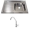 Pia Inox Fabrinox PSD800D 80x52cm, cuba direita, com furo e torneira - 1
