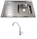 Ver imagem 1 de Pia Inox Fabrinox PSD800D 80x52cm, cuba direita, com furo e torneira