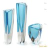 Trio de Vasos Triangulares nº 1, nº 2 e nº 4 Água-marinha com Ouro Murano Cristais Cadoro - 1