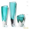 Trio de Vasos Triangulares nº 1, nº 2 e nº 4 Verde com Ouro Murano Cristais Cadoro - 1