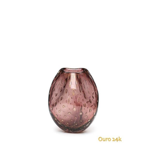 Vasinho Roca 3 Tela Roxo com Ouro Murano Cristais Cadoro - 1