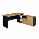 Ver imagem 3 de Mesa de Escritório em L Diretor 170x160cm 2 Gavetas 1 Porta Macadâmia/Preto - Gebb Work
