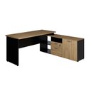 Ver imagem 5 de Mesa Escrivaninha em L Escritório Diretor 1 Gaveta 1 Pasteira 1 Porta Macadâmia/Preto Web Office