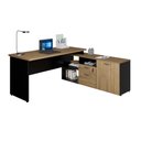 Ver imagem 4 de Mesa Escrivaninha em L Escritório Diretor 1 Gaveta 1 Pasteira 1 Porta Macadâmia/Preto Web Office