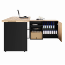 Ver imagem 6 de Mesa de Escritório em L Diretor 170x160cm 2 Gavetas 1 Porta Macadâmia/Preto - Gebb Work