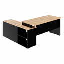 Ver imagem 4 de Mesa de Escritório em L Diretor 170x160cm 2 Gavetas 1 Porta Macadâmia/Preto - Gebb Work