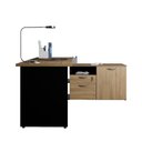 Ver imagem 6 de Mesa Escrivaninha em L Escritório Diretor 1 Gaveta 1 Pasteira 1 Porta Macadâmia/Preto Web Office
