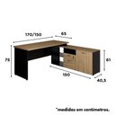 Ver mais imagens de Mesa Escrivaninha em L Escritório Diretor 1 Gaveta 1 Pasteira 1 Porta Macadâmia/Preto Web Office