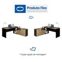Ver imagem 3 de Mesa Escrivaninha em L Escritório Diretor 1 Gaveta 1 Pasteira 1 Porta Macadâmia/Preto Web Office
