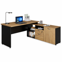 Ver imagem 5 de Mesa de Escritório em L Diretor 170x160cm 2 Gavetas 1 Porta Macadâmia/Preto - Gebb Work