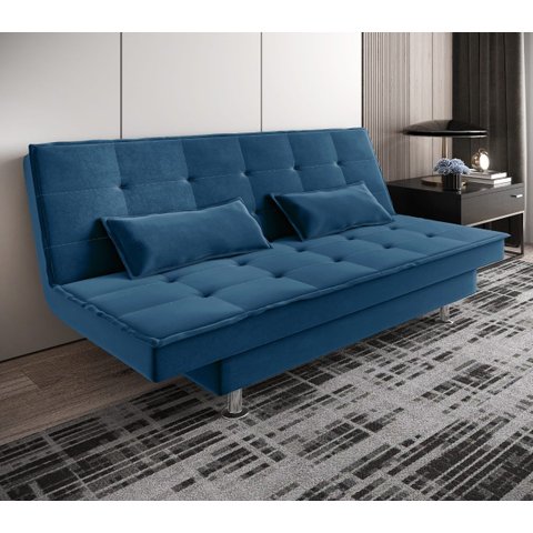 Sofá Cama Andradas Suede Azul - Mamflex