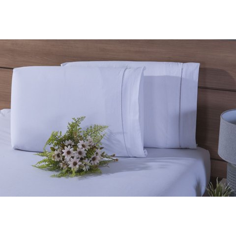 Jogo De Lençol Solteiro King 2 Peças 200 Fios 40cm Altura Branco