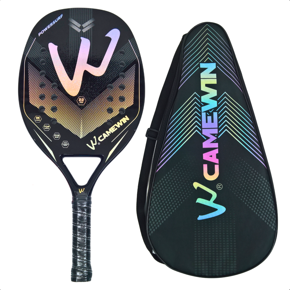 Raquete Beach Tennis Camewin Powersurf 3k Carbon + Brindes - 3