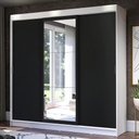 Ver imagem 1 de Guarda-Roupa Casal Madesa Istambul 3 Portas de Correr com Espelho 3 Gavetas Branco/Preto Cor:Branco/