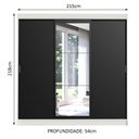 Ver imagem 3 de Guarda-Roupa Casal Madesa Istambul 3 Portas de Correr com Espelho 3 Gavetas Branco/Preto Cor:Branco/