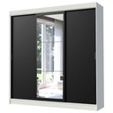 Ver imagem 2 de Guarda-Roupa Casal Madesa Istambul 3 Portas de Correr com Espelho 3 Gavetas Branco/Preto Cor:Branco/