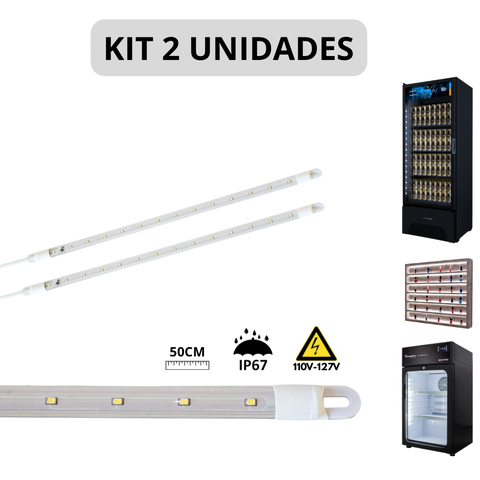 Kit 2 Barra Led 10w 50cm Geladeira Expositora Freezer 110v Ip67 6500k