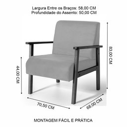 Poltrona para Sala Decorativa Estofada Base Madeira Maciça Júlia Cor Bordô - 3