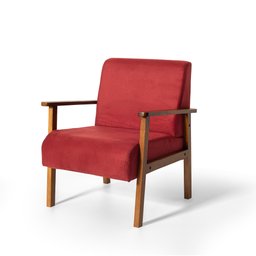 Poltrona para Sala Decorativa Estofada Base Madeira Maciça Júlia Cor Bordô - 1