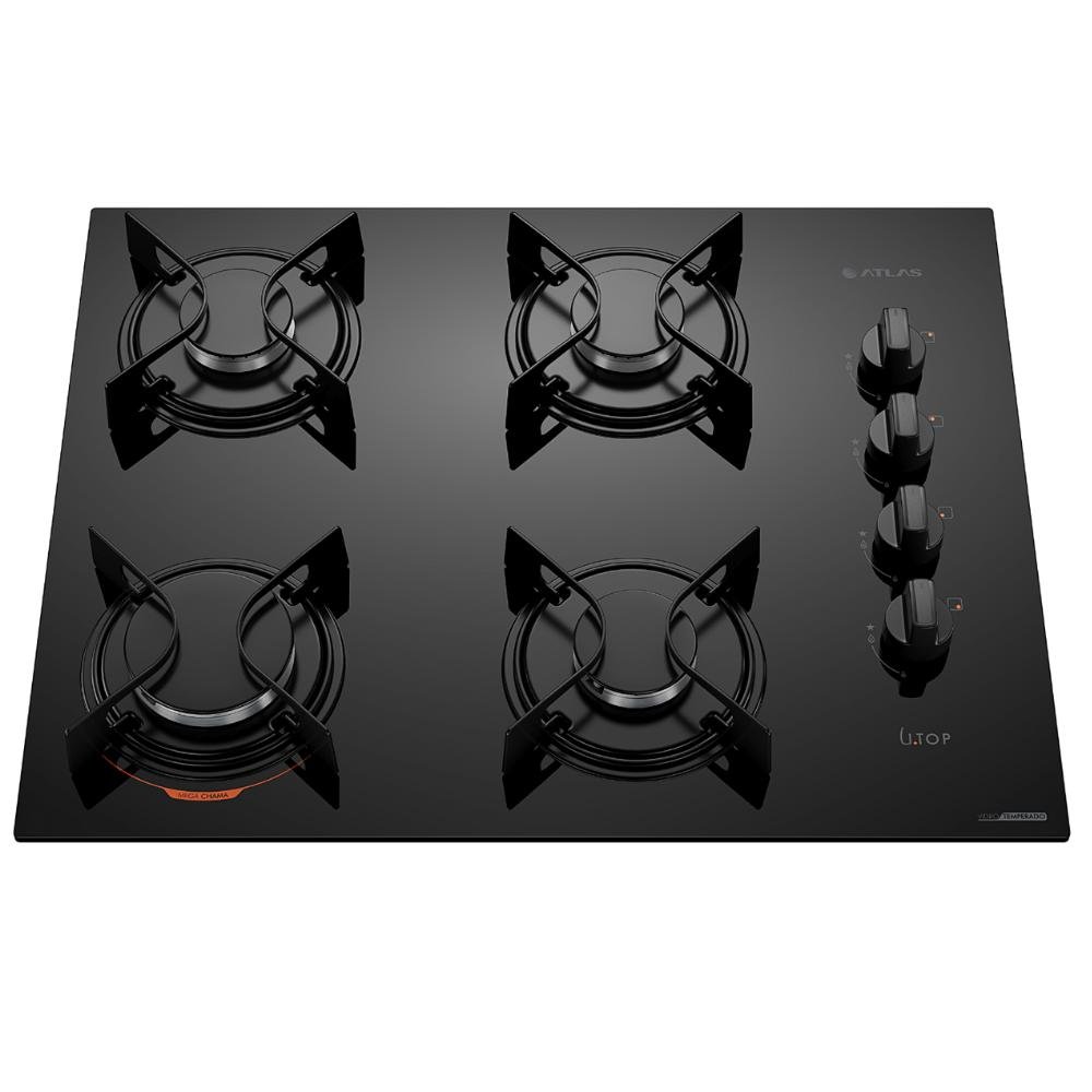 Fogão 4 Bocas Embutir Cooktop Mega Chama Elétrico Atlas - 1