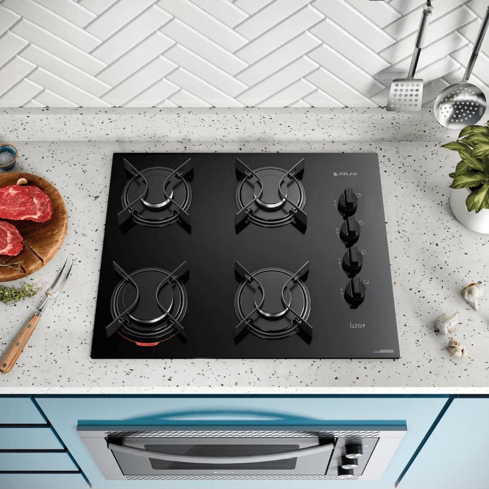 Fogão 4 Bocas Embutir Cooktop Mega Chama Elétrico Atlas - 8