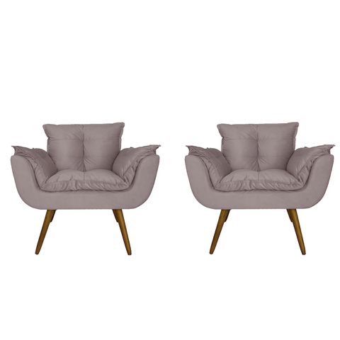 Kit 02 Poltronas Decorativa Sala E Recepção Opala Suede Rosê- LM DECOR