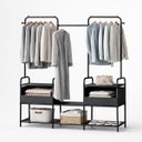 Ver imagem 1 de Arara Cabideiro Metal com Divisórias e Prateleiras Preto Dy-2mg