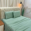 Ver imagem 2 de Jogo de Cama Lençol Queen Nupcial Percal 300 Fios 4 Peças - Verde