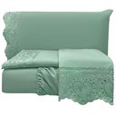 Ver imagem 1 de Jogo de Cama Lençol Queen Nupcial Percal 300 Fios 4 Peças - Verde