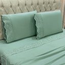 Ver imagem 3 de Jogo de Cama Lençol Queen Nupcial Percal 300 Fios 4 Peças - Verde