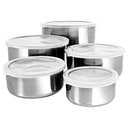 Ver imagem 6 de Potes Redondos Aço Inox 5 Peças com Tampa Mistura Mantimento
