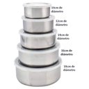 Ver imagem 3 de Potes Redondos Aço Inox 5 Peças com Tampa Mistura Mantimento