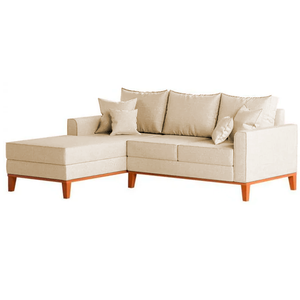 Sofá 3 Lugares Beny com Chaise Esquerdo Suede Bege