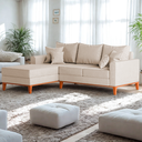 Ver imagem 3 de Sofá 3 Lugares Beny com Chaise Esquerdo Suede Bege